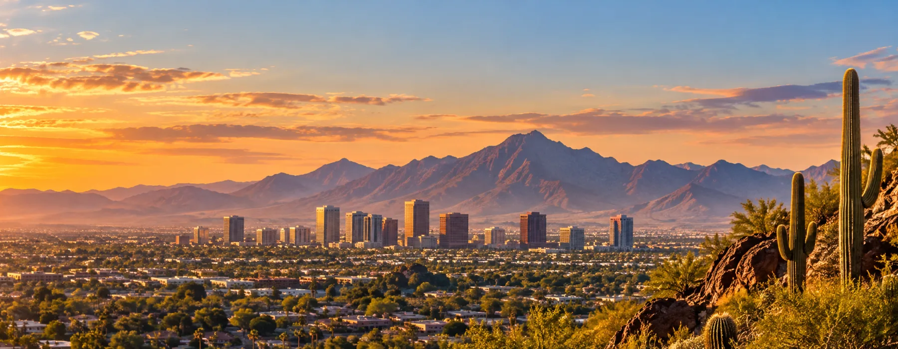 Arizona desert skyline at sunset
