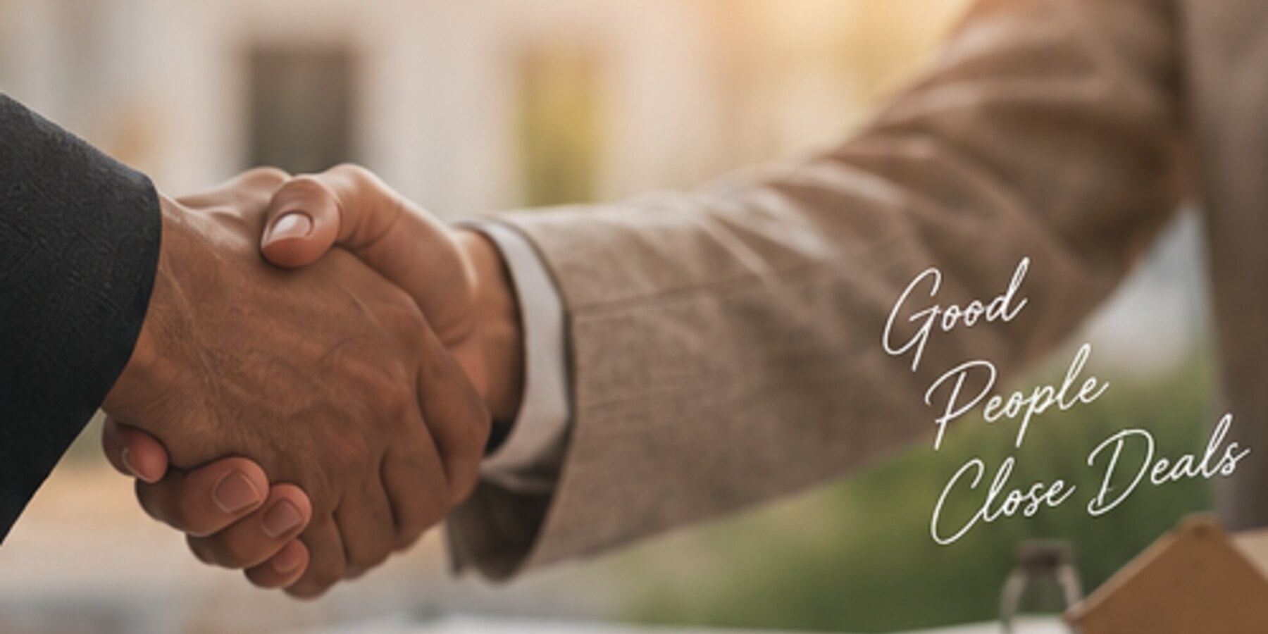 Real estate professionals shaking hands