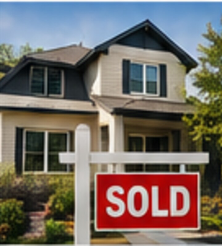 Home with sold sign representing completed real estate projects